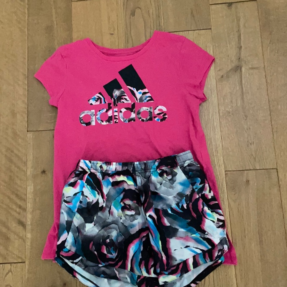 adidas matching set shorts and shirt